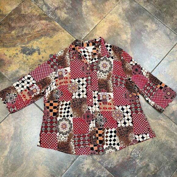 Allison Daley II Patchwork Button Down Blouse 20W - Picture 5 of 9